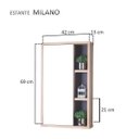 Ver imagem 5 de Espelho Milano para Banheiro com Armário Carvalho e Grafite - 69 x 42cm