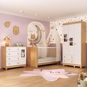 Ver imagem 2 de Quarto de Bebê Completo com Berço 3 em 1 para Colchão 130x60cm Sol Multimóveis Mp4526 Madeirado/