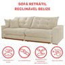 Sofá Retrátil 3 Lugares 250cm Linho Belize - 9