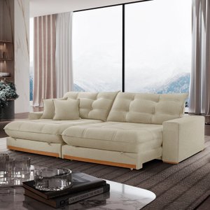 Sofá Retrátil 3 Lugares 250cm Linho Belize