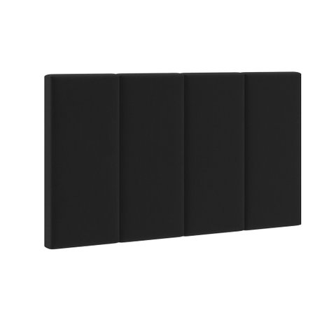 Cabeceira Cama Solteiro Placa Estofada 90 Cm Suspensa Itália - Preto Suede