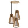 Luminaria Pendente Tripla Koni E27 Madeira Mdf Cr Desmontada:rústico - 1