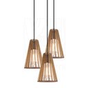 Ver imagem 4 de Luminaria Pendente Tripla Koni E27 Madeira Mdf Cr Desmontada:rústico