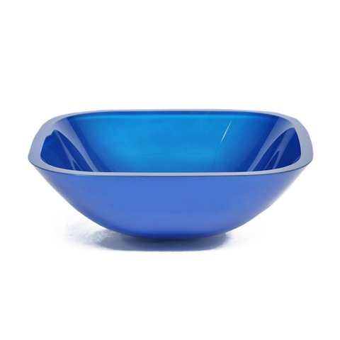 CUBA DE VIDRO QUADRADA 35CM AZUL ESCURO