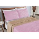Ver imagem 2 de Colcha Cobre Leito Cama Queen 3 Pç Dupla Face Duas Cores Acolchoado Microfibra:rosa e Avelã Bege