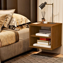 Ver imagem 1 de Mesa de Cabeceira Marrom Madeira Moderna Suspensa