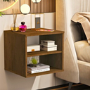 Ver imagem 2 de Mesa de Cabeceira Marrom Madeira Moderna Suspensa