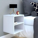 Ver imagem 2 de Mesa de Cabeceira Branca Madeira Moderna Suspensa