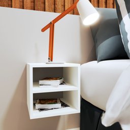 Mesa de Cabeceira Branca Madeira Moderna Suspensa - 3