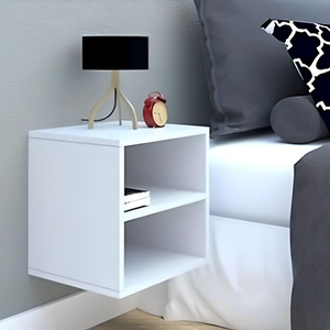 Mesa de Cabeceira Branca Madeira Moderna Suspensa