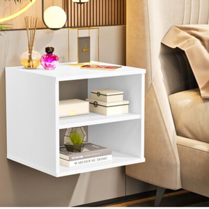 Mesa de Cabeceira Branca Madeira Moderna Suspensa