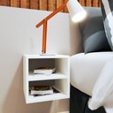 Ver imagem 3 de Mesa de Cabeceira Branca Madeira Moderna Suspensa