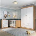 Ver imagem 1 de Quarto de Bebê Completo com Berço Americano 3 em 1 Encanto Multimóveis Mp4585 Madeirado/branco