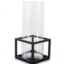 Ver imagem 1 de Vaso de Vidro com Armação em Aço Preto - Linha Frame - 31 Cms