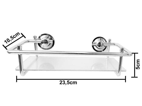 Kit Acessórios Banheiro em Aço Inox 7 Peças com Porta Shampoo Retangular - 7