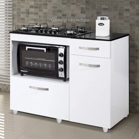 Balcão Cozinha para Cooktop 4 Bocas com 2 Portas Violeta Branco
