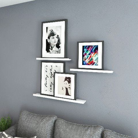 Porta Quadros Flutuante 10x40 cms com suporte incluso PQ 1040 - Branco