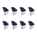 Ver imagem 1 de Kit 8 Poltronas Luxo Alana Veludo Azul Marinho Base Ferro Preto - Pallazio