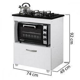 Balcão para Cooktop 5 bocas Salvia Kaiki Branco - 2