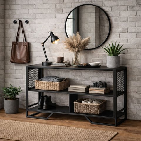 Balcão Aparador Estilo Industrial Telado 134cm Lacasamia