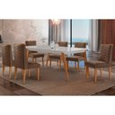Ver imagem 1 de Conjunto: Mesa Sala Jantar Havana Curvo 180cm + 6 Cadeiras Dafne Naturale/off White - Suede Marrom