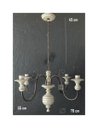 Ver imagem 1 de lustre luminária madeira torneada branca e ferro de teto rústico decoração 4 lâmpadas