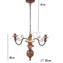 Ver imagem 2 de lustre luminária madeira torneada e ferro de teto rústico decoração 3 lâmpadas artesanal sala