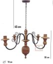Ver imagem 2 de lustre luminária madeira torneada e ferro de teto rústico decoração 4 lâmpadas artesanal sala