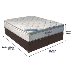 Cama Box Baú e Colchão Freedom Molas Ensacadas King Ortobom: Marrom - 3
