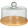 Prato Bolo Boleira Redondo Home&co Tampa Vidro Bambu 19x29x29cm - 1