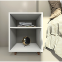 Ver imagem 2 de Mesa Cabeceira Nicho Quarto 39x50x37 Branco Pés Amadeirados