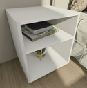 Ver imagem 1 de Mesa Cabeceira Nicho Quarto 39x50x37 Branco Pés Amadeirados