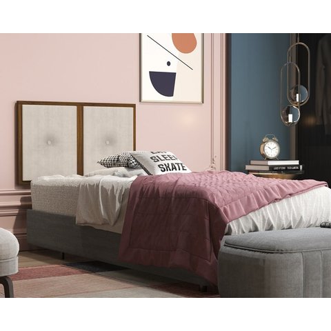 Painel Cabeceira Box Solteiro 0,90 Madeira Suede Bege - Comprar Moveis em Casa