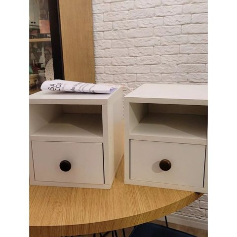 Mesa de Cabeceira Suspensa 30cm com Gaveta e Nicho MDF 15mm Branco Já Montada