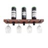 Adega de Vinho Barzinho de Madeira Rústica Suporte 60 Cm para 3 Garrafas e 4 Taças para Parede de de - 1