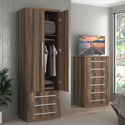 Guarda-Roupa de 2 Portas 1303 Ilan Noce Málaga