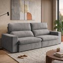 Ver imagem 1 de Sofá Toquio 2,18m Retrátil 4 Lugares em Linho Assento Extra Conforto Sala Moderna Premium - Cinza