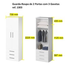 Guarda-Roupa de 2 Portas 1303 Ilan Carvalho Claro - 3