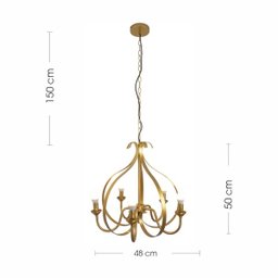 Luminária Pendente Clássico 48x48 cm Dourado 5xe14 - 5