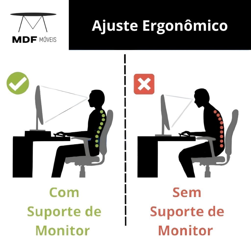 Base para Monitor Mdf 53cm Montado Home Office Suporte Apoio:simples Preto - 4