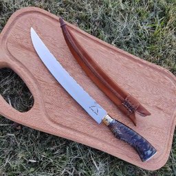 Faca Estilo Chef Nusret Gökçe Salt Bae Carne Artesanal 10' Cabo Híbrido Resina e Pinha Aço Inox 420c - 2