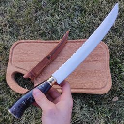 Faca Estilo Chef Nusret Gökçe Salt Bae Carne Artesanal 10' Cabo Híbrido Resina e Pinha Aço Inox 420c - 10