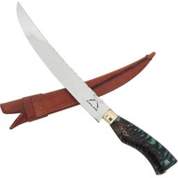 Faca Estilo Chef Nusret Gökçe Salt Bae Carne Artesanal 10' Cabo Híbrido Resina e Pinha Aço Inox 420c - 1