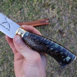 Faca Estilo Chef Nusret Gökçe Salt Bae Carne Artesanal 10' Cabo Híbrido Resina e Pinha Aço Inox 420c - 4