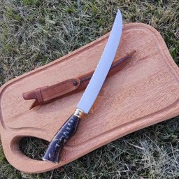 Faca Estilo Chef Nusret Gökçe Salt Bae Carne Artesanal 10' Cabo Híbrido Resina e Pinha Aço Inox 420c - 8