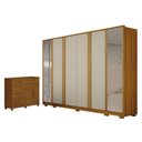 Ver imagem 1 de Guarda Roupa Casal Ares 6 Portas com Espelho Cinamomo Off-white com Cômoda São Paulo 6 Gavetas 2 por