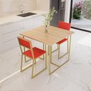 Ver imagem 1 de Conjunto Mesa de Jantar Quadrada Pinus 2 Cadeiras Estofado Riviera Industrial Don Castro Dec
