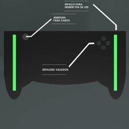 Mesa Gamer Computador Desk PC Metal Modelo Controller Preto com Verde Neon - 7