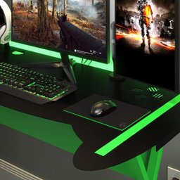Mesa Gamer Computador Desk PC Metal Modelo Controller Preto com Verde Neon - 3