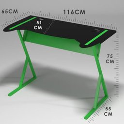 Mesa Gamer Computador Desk PC Metal Modelo Controller Preto com Verde Neon - 8